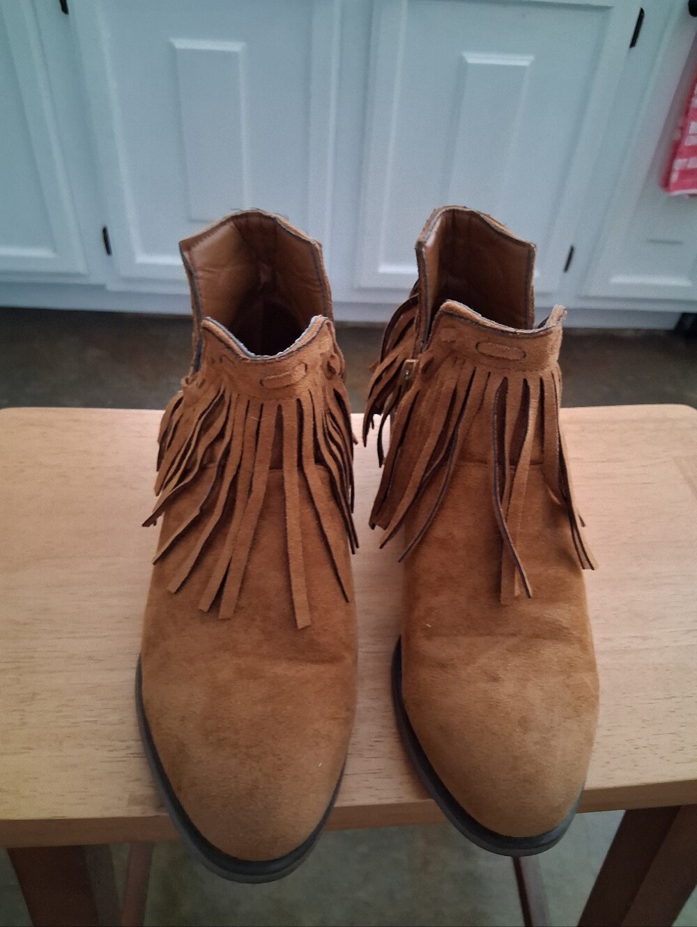 Pierre Dumas Western Fringe Suede Ankle Boots - Tan